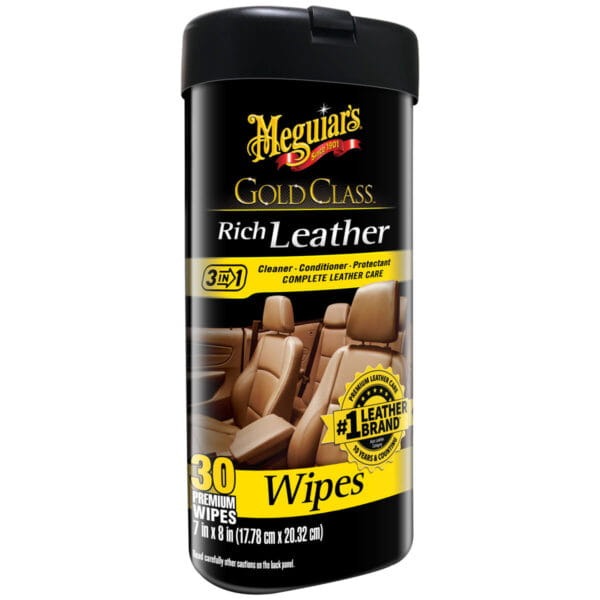Meguiar's Gold Class Rich Leather Wipes - Chusteczki do pielęgnacji skóry 30 sztuk