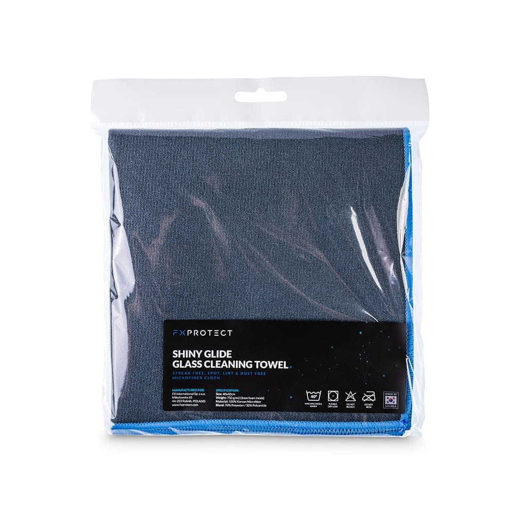 FXPROTECT Shiny Glide Glass Cleaning Towel Gładka mikrofibr do czyszczenia mycia szyb szkła 40x40cm