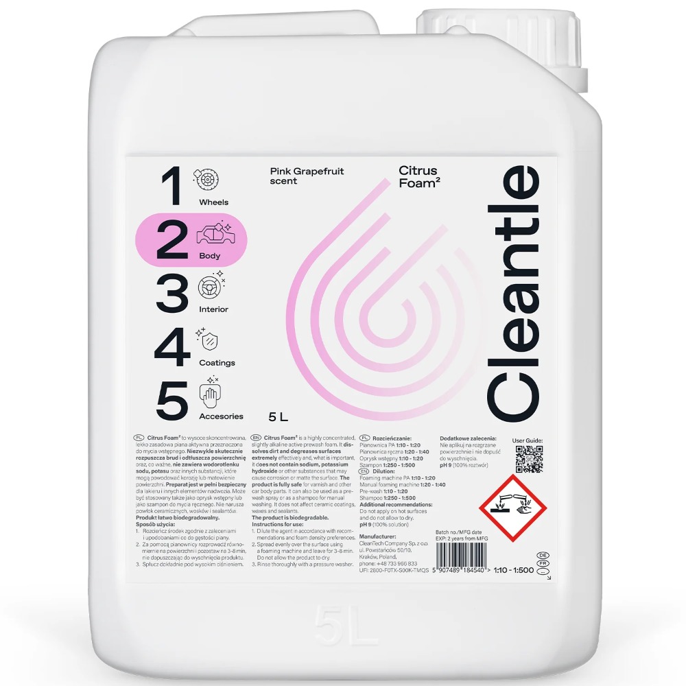 Cleantle Citrus Foam2 Piana aktywna do mycia zasadowa 5000ml