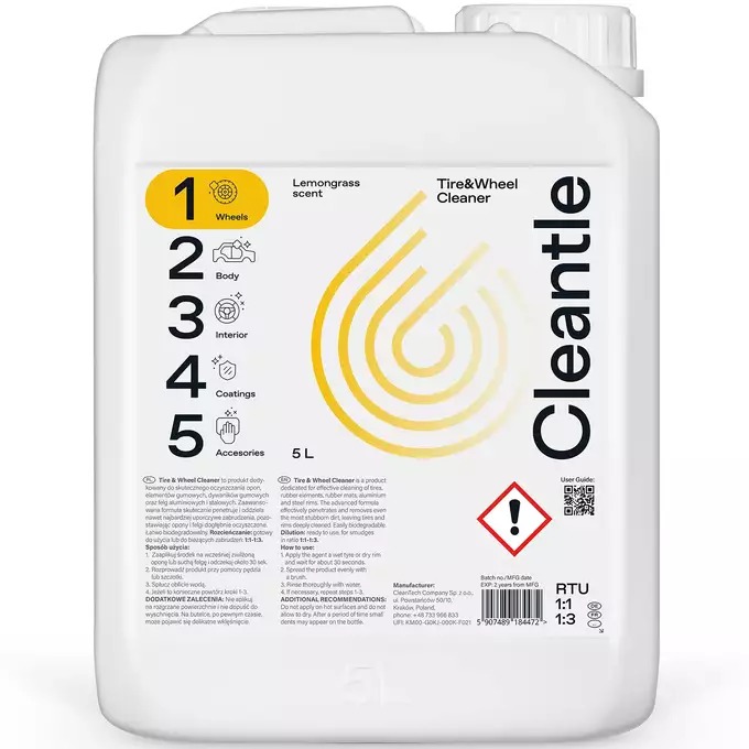 Cleantle Tire & Wheel Cleaner Produkt do czyszczenia felg 5000ml