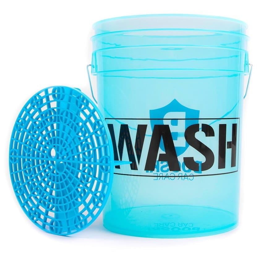 Booski Car Care WASH Extra Detailing Wash Bucket + Grit Guard Profesjonalne, przezroczyste wiadro do detailingu