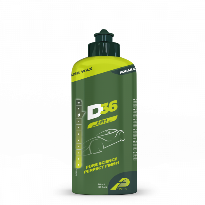 Puris Car Care D36 3in1 - Wysokiej jakości pasta polerska, usuwa rysy, odżywa, zabezpiecza 946ml