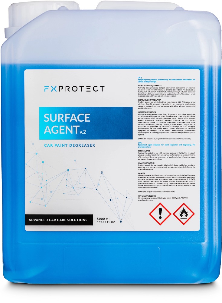 FXPROTECT SURFACE AGENT Produkt do odtłuszczania lakieru przed woskami i powłokami 5000ml