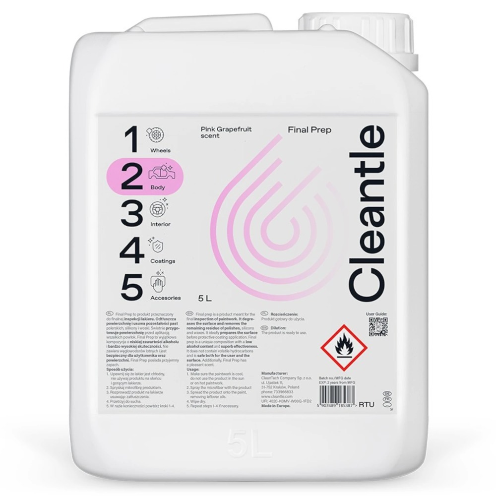 Cleantle Final Prep - Produkt do odtłuszczania i inspekcji lakieru 5000ml