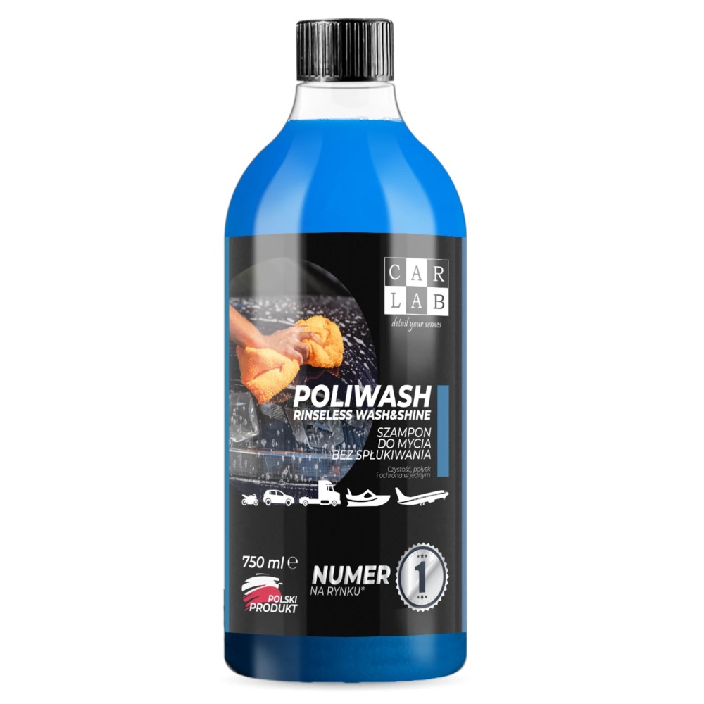 Carlab Poliwash Blue - Szampon z polimerami do mycia bez spłukiwania , rinseless 750ml